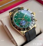 Swiss Quality Rolex Daytona 43mm Citizen Watch in Green Dial Oysterflex Rubber strap